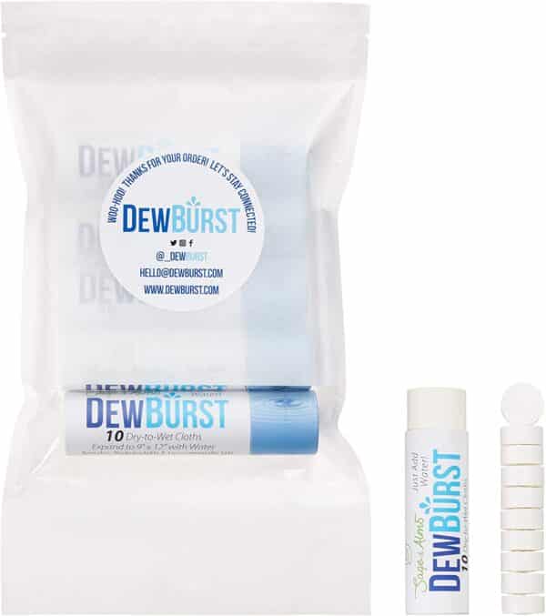 About this item - DewBurst’s dry-to-wet cloths are compostable, durable and reusable - Both the cloth and tube are made from cloth and fibers that easily break down - It's safe for people, pets, and the planet - Contains just 100% viscose rayon - It's unscented and free from preservatives and chemicals