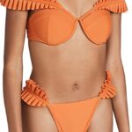 Shell: 80% nylon/20% spandex Imported Hand Wash Only Ruffled off-shoulder straps Padded cups Underwire cups